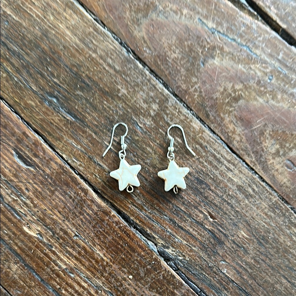 Star Shaped Earrings in Cream